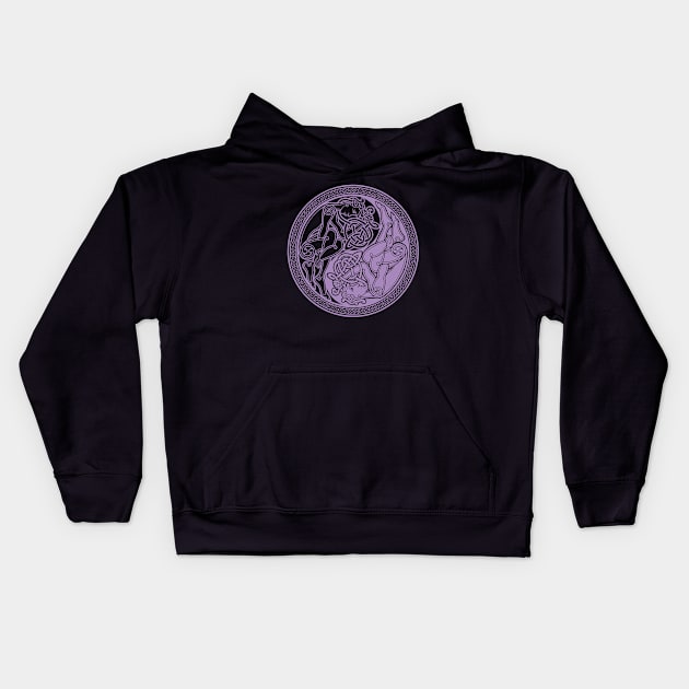 Celtic Yin Yang - purple Kids Hoodie by Dysis23A